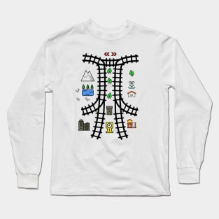 Train Track on Your Back Fun for Parents and Kids Long Sleeve T-Shirt